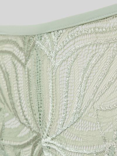 Produktfoto, Slip aus Spitze Modell 'Skin Acai' von Neo Noir, zartes Mintgrün, feiner Material-Mix mit Stretch-Anteil, florale Muster, elastischer Bund