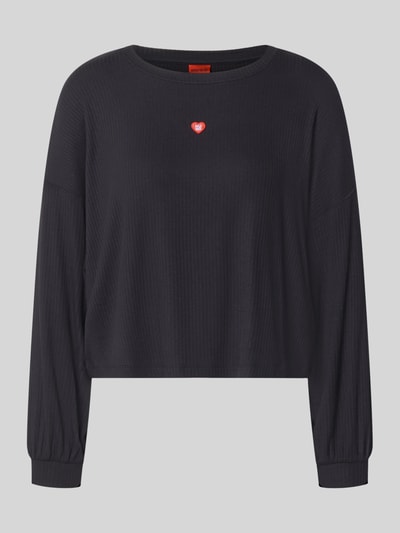 Produktfoto, schwarzes Relaxed Fit Sweatshirt aus Modal-Mix Modell 'HUGO HEART' von HUGO, strukturierte Oberfläche, Damen Sweatshirt von HUGO
