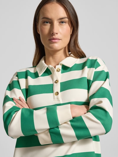 Christian Berg Woman Sweatshirt met polokraag en knoopsluiting Groen - 3