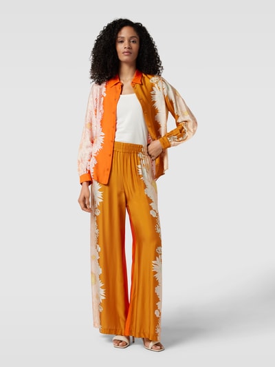 Oilily Wide leg stoffen broek met bloemenprint, model 'PUTRYA' Oranje - 1