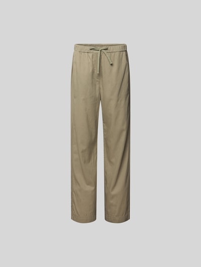 Produktfoto, Stoffhose mit Lyocell-Anteil von Juvia in Beige, Baumwoll-Mix, Straight Fit, elastischer Bund, Eingriff- und Gesäßtaschen