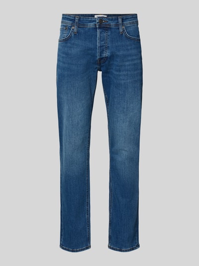 Productfoto, Straight Fit Jeans im 5-Pocket-Design Modell 'Mike' van Jack & Jones, elastische katoenmix, blauwe denimstructuur