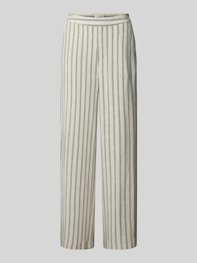 Object Spodnie materiałowe z prostą nogawką i wzorem w paski model ‘Sanne’ Beżowy 2