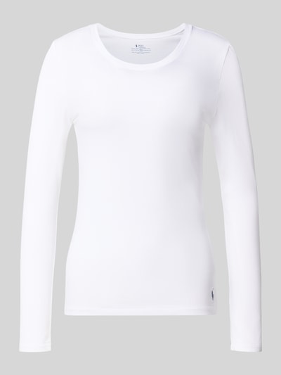 Produktfoto, Regular Fit Pyjama aus Baumwoll-Mix von Polo Ralph Lauren, Damen Pyjama, weiß, glatte Struktur, lange Ärmel, neutraler Hintergrund