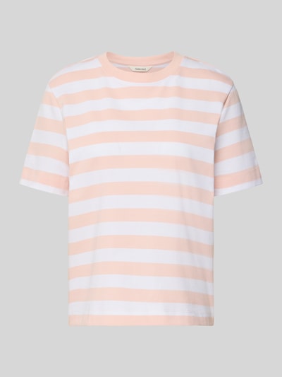 Produktfoto, Boxy Fit T-Shirt aus reiner Baumwolle Modell 'ESSENTIAL' von Selected Femme, paski, heavy jersey, różowe i białe