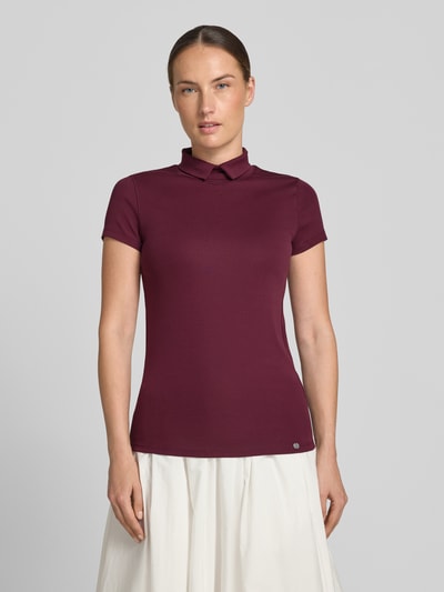 Marc Cain Slim Fit T-Shirt mit hochschließendem Polokragen Bordeaux 4