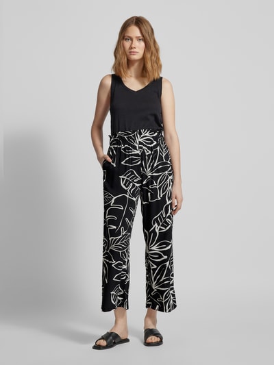 Fransa Spodnie materiałowe z szeroką, skróconą nogawką model ‘Relax’ Czarny 1