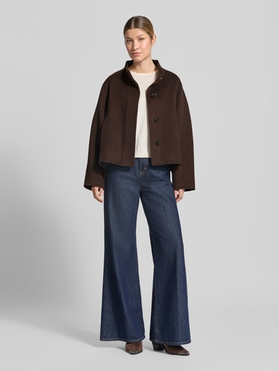 OPUS Loose Fit Blouson aus Woll-Mix mit Viskose-Anteil Modell 'Hatura' Dunkelbraun 1