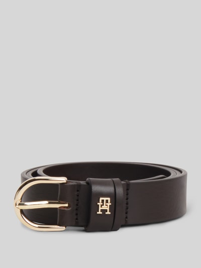 Tommy Hilfiger Riem van echt leer met logo-applicatie Donkerbruin - 1