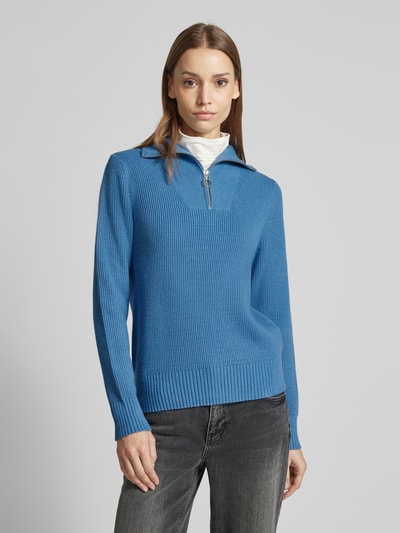 Christian Berg Woman Strickpullover mit Troyer-Kragen Rauchblau Melange 4