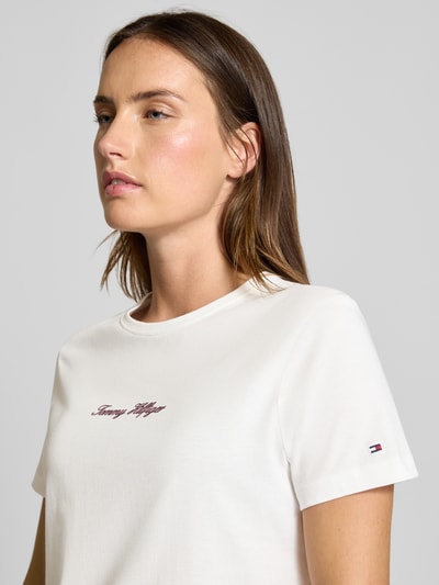 Tommy Hilfiger T-shirt o kroju regular fit z czystej bawełny Écru 3
