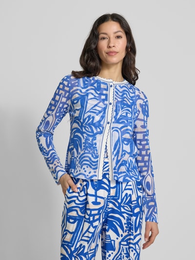 Marc Cain Gebreid jack in all-over look met knoopsluiting Koningsblauw - 4