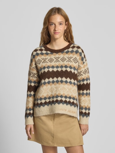 Pepe Jeans Regular fit gebreide pullover met wol, modell 'CELESTINE' Chocoladebruin - 4