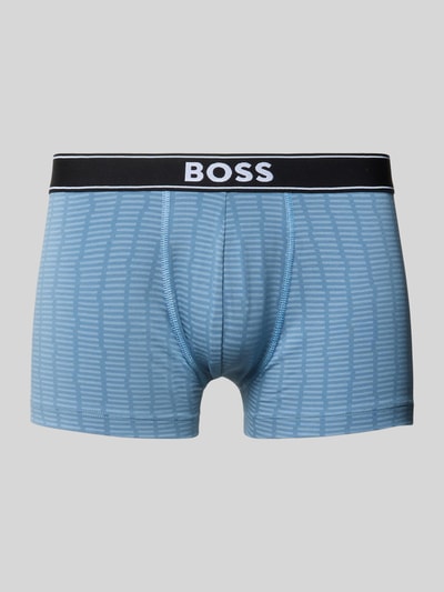 Produktfoto, Trunks aus Baumwoll-Mix von BOSS für Herren in Hellblau mit feinem Linienmuster und schwarzem Bund.