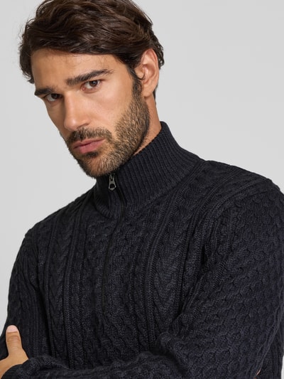 Jack & Jones Premium Strickpullover mit gerippten Abschlüssen Modell 'BLUSEAN' Marine 3