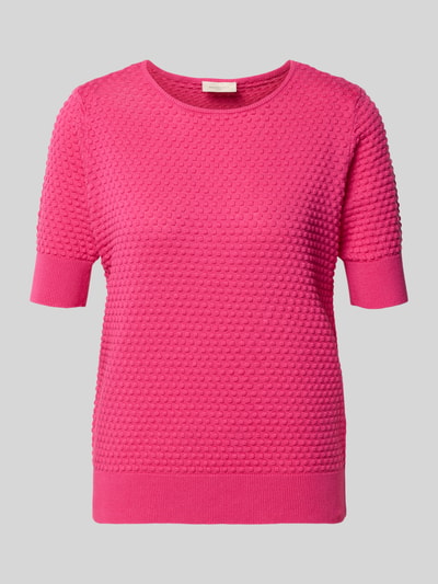 Productfoto, Strickpullover mit 1/2-Arm Modell 'Dodo' van FREE/QUENT, roze katoen, regular fit, structuurpatroon, ronde hals