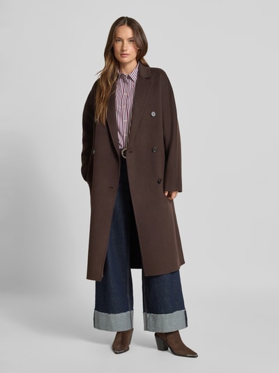 Marc O'Polo Relaxed Fit Mantel aus Woll-Mix Dunkelbraun 1