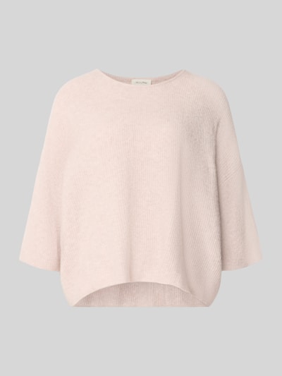 Produktfoto, Oversized Strickpullover mit Leinen-Anteil von American Vintage, Dames gebreide pullover in Materiaalmix met linnen, oversized fit, ronde hals, halflange mouwen, geribd, lichtroze, zachte textuur