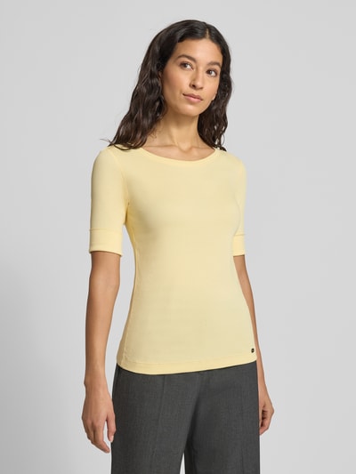 Marc Cain T-shirt met ronde hals en mouwen met opslag Lichtgeel - 4