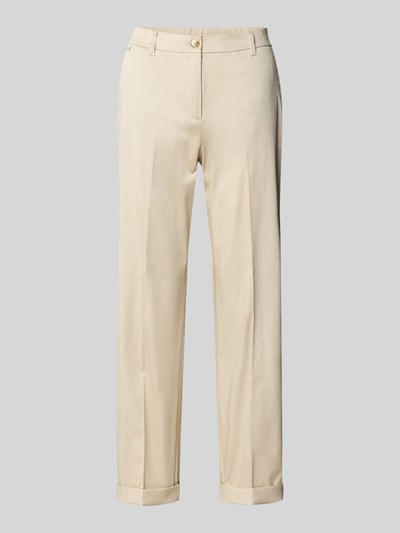 Produktfoto, Slim Fit Chino aus Baumwoll-Satin von s.Oliver BLACK LABEL, jednolity kolor, krój slim fit, kanty, elastyczny pas, brzeg, wpuszczane kieszenie, imitacja satyny, mieszanka bawełny