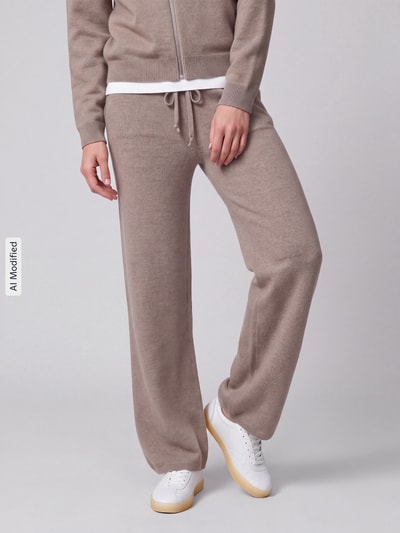 Jake*s Casual Regular fit wijde broek van puur kasjmier Taupe gemêleerd - 4