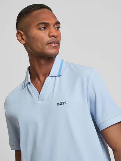 BOSS Green Poloshirt mit Label-Print Hellblau 3