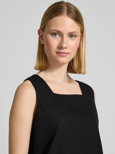 My Essential Wardrobe Top na ramiączkach z mieszanki wiskozy i lnu z prostokątnym dekoltem Czarny 3