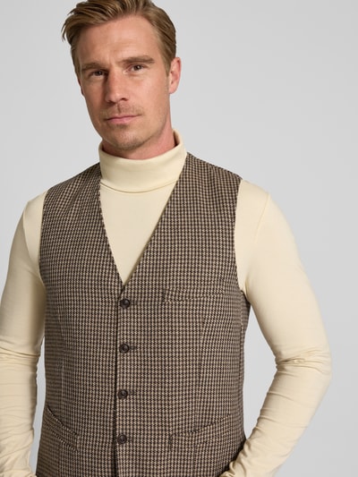 CG - Club of Gents Gilet met paspelzak op de borst, model 'Morley' Lichtbruin - 3