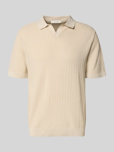 Produktfoto, Regular Fit Poloshirt aus Baumwoll-Leinen-Mix Modell 'MATTIS' von SELECTED HOMME, jednokolorowy, z fakturą, krój regular fit, naszywka z logo, kołnierzyk polo, dekolt w serek, krótki rękaw, mieszanka bawełny i lnu