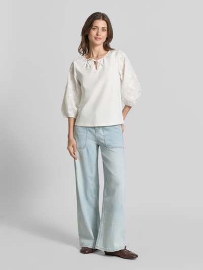 Tom Tailor Regular Fit Blusentop aus Baumwoll-Mix  Offwhite 1