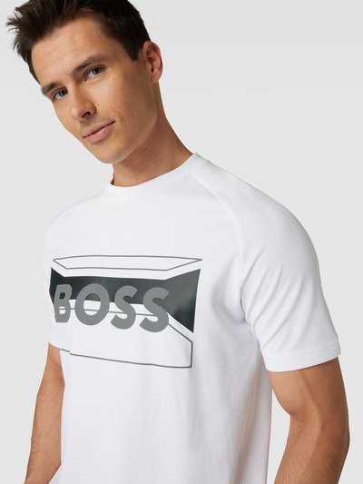 BOSS Green T-Shirt mit Label-Print Weiss 3