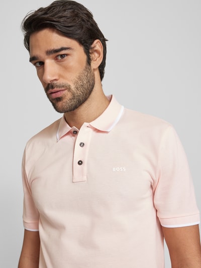 BOSS Poloshirt mit Label-Print Modell 'Parlay' Rosa 3