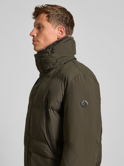 Strellson Regular fit lange jas met afneembare capuchon Olijfgroen - 3