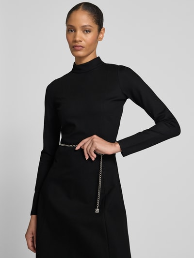 HUGO Knielanges Kleid mit geripptem Stehkragen Modell 'Nelora' Black 3