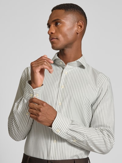 Profuomo Slim fit zakelijk overhemd met kentkraag Groen - 3