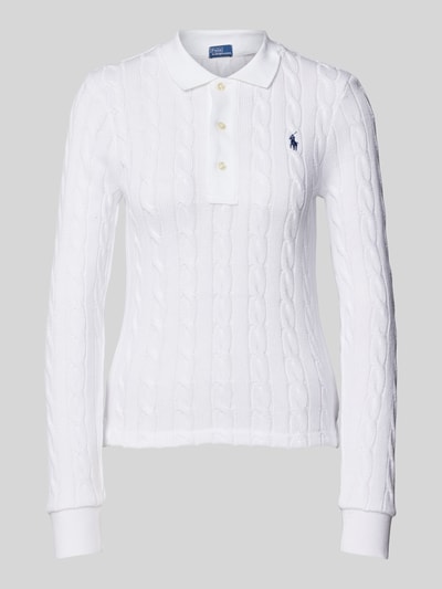 Polo Ralph Lauren Sweter z dzianiny z kołnierzykiem polo Biały 1