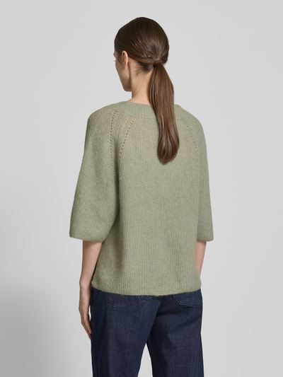 MOS MOSH Strickpullover mit V-Ausschnitt Modell 'TACI' Oliv 5
