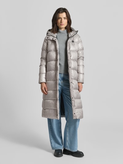 Blauer Usa Gewatteerde lange jas met labeldetail, model 'BELLEVUE' Lichtgrijs - 1