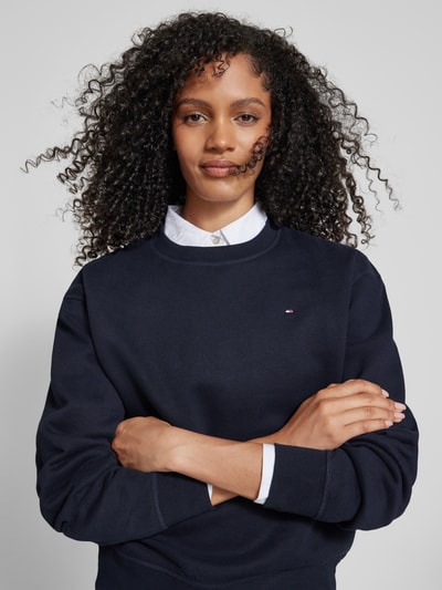 Tommy Hilfiger Sweatshirt mit Label-Stitching und Rundhalsausschnitt Dunkelblau 3