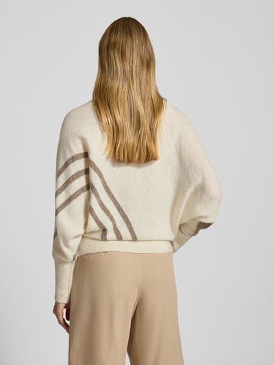 ICHI Relaxed fit gebreide pullover met alpaca, model 'KAMARA' Offwhite - 5