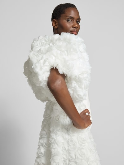 LUXUAR FASHION Bruidscape in maxilengte met florale siergarnering Offwhite - 6