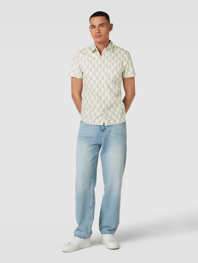 Blend Slim Fit Freizeithemd mit Allover-Muster Modell 'RHOMBUS' Hellblau 1