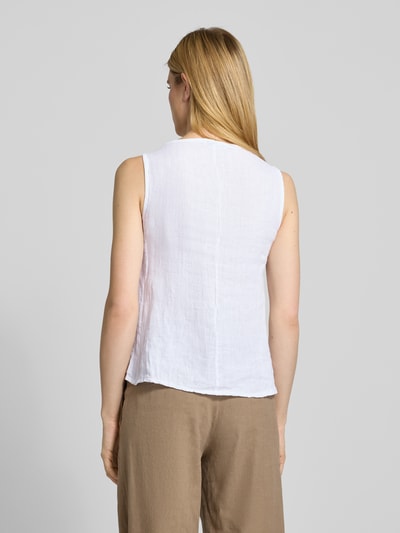 ZABAIONE Regular fit linnen blousetop met V-hals, model 'Lu44cia' Offwhite - 5