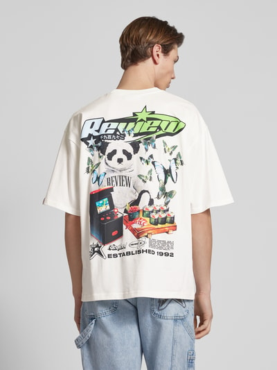 REVIEW Oversized T-Shirt mit Label-Print Offwhite 5