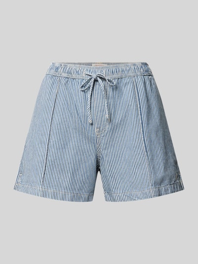 Produktfoto, Shorts mit elastischem Bund und Kordelzug von Guess Jeans, feine blau-weiße Streifen, Reine Baumwolle, Loose-Fit, Seitliche Eingrifftaschen