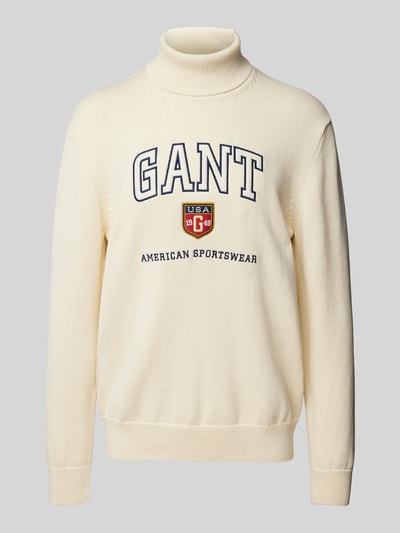 Gant Gebreide pullover met labelstitching Offwhite - 2