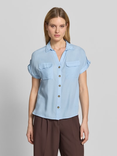 VERO MODA Regular Fit Hemdbluse aus reiner Viskose Modell 'BUMPY' Hellblau 4
