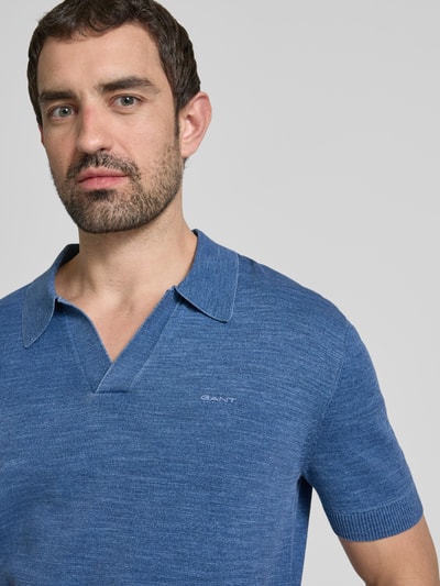 Gant Regular fit poloshirt met labelstitching Koningsblauw - 3