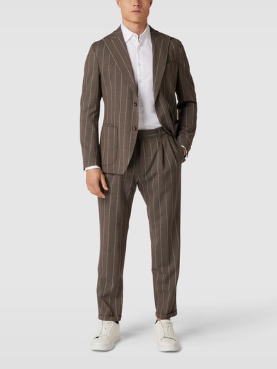 Windsor Pantalon met streepmotief, model 'Serpo' Middenbruin - 1