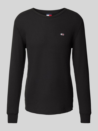 Tommy Jeans Slim Fit Longsleeve mit Label-Stitching Black 2